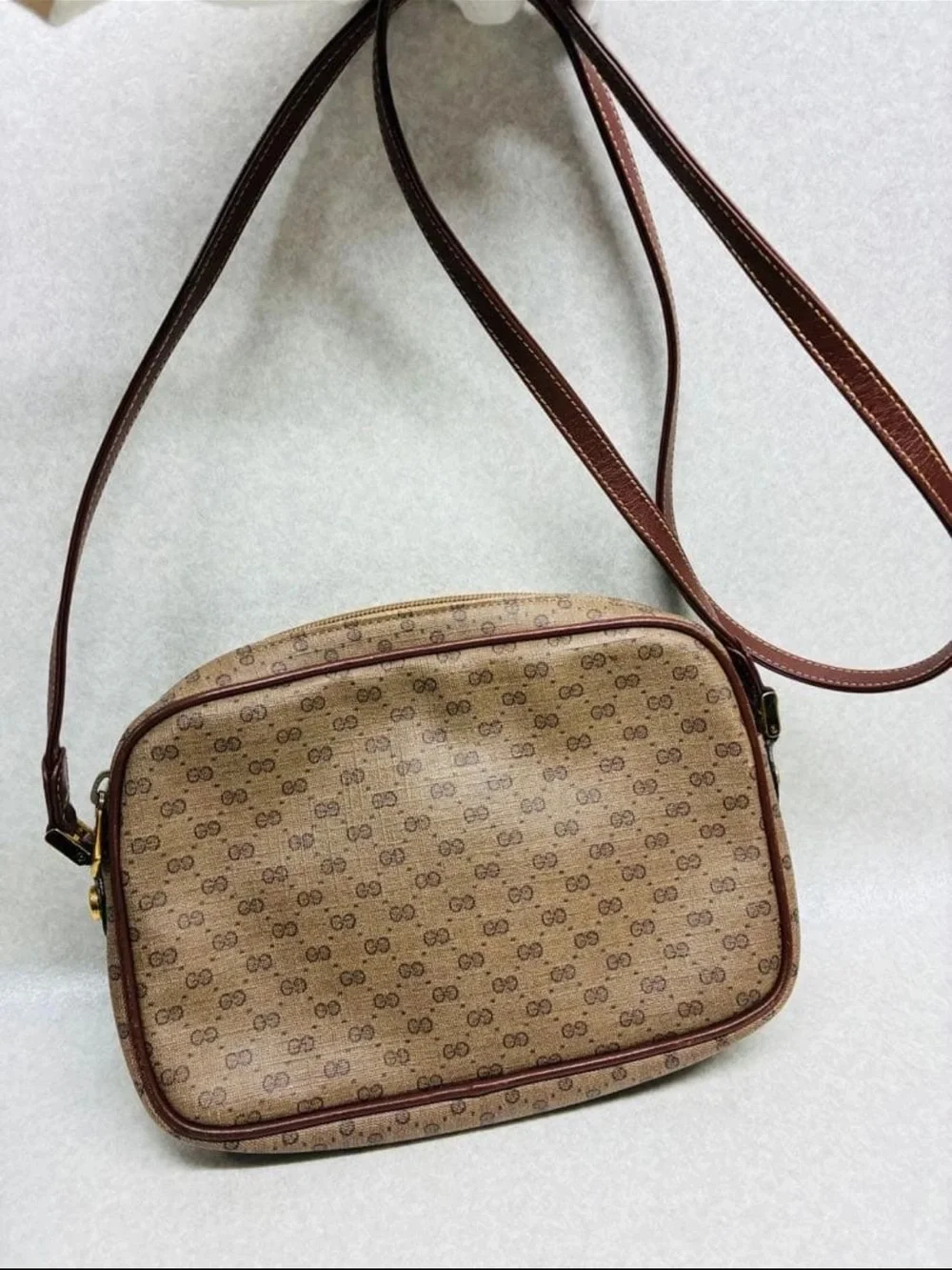 Gucci Beige/Brown Monogram Crossbody Bag